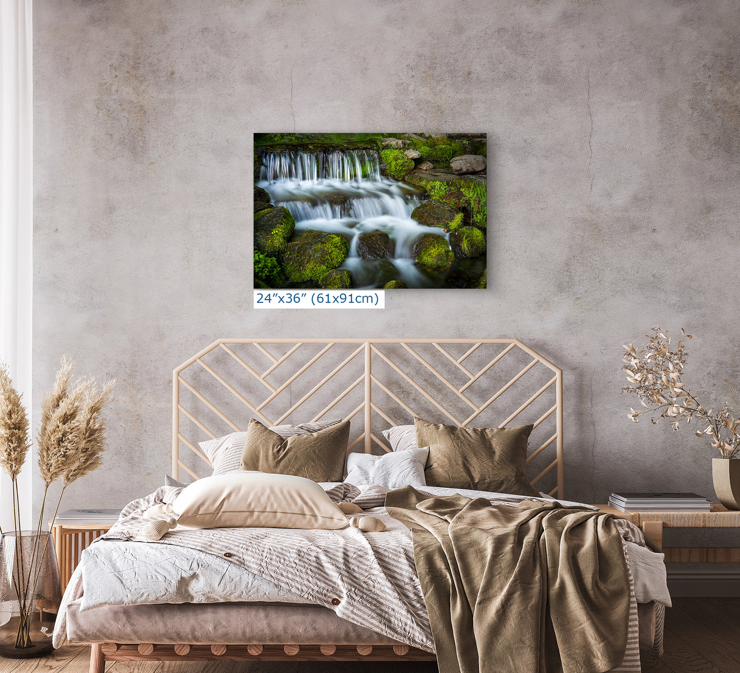 Yosemite National Park Cascading Waterfall Picture Nature Photo Relaxation Artwork for Meditation, Office, Apartment, and House Decor