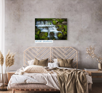 Yosemite National Park Cascading Waterfall Picture Nature Photo Relaxation Artwork for Meditation, Office, Apartment, and House Decor