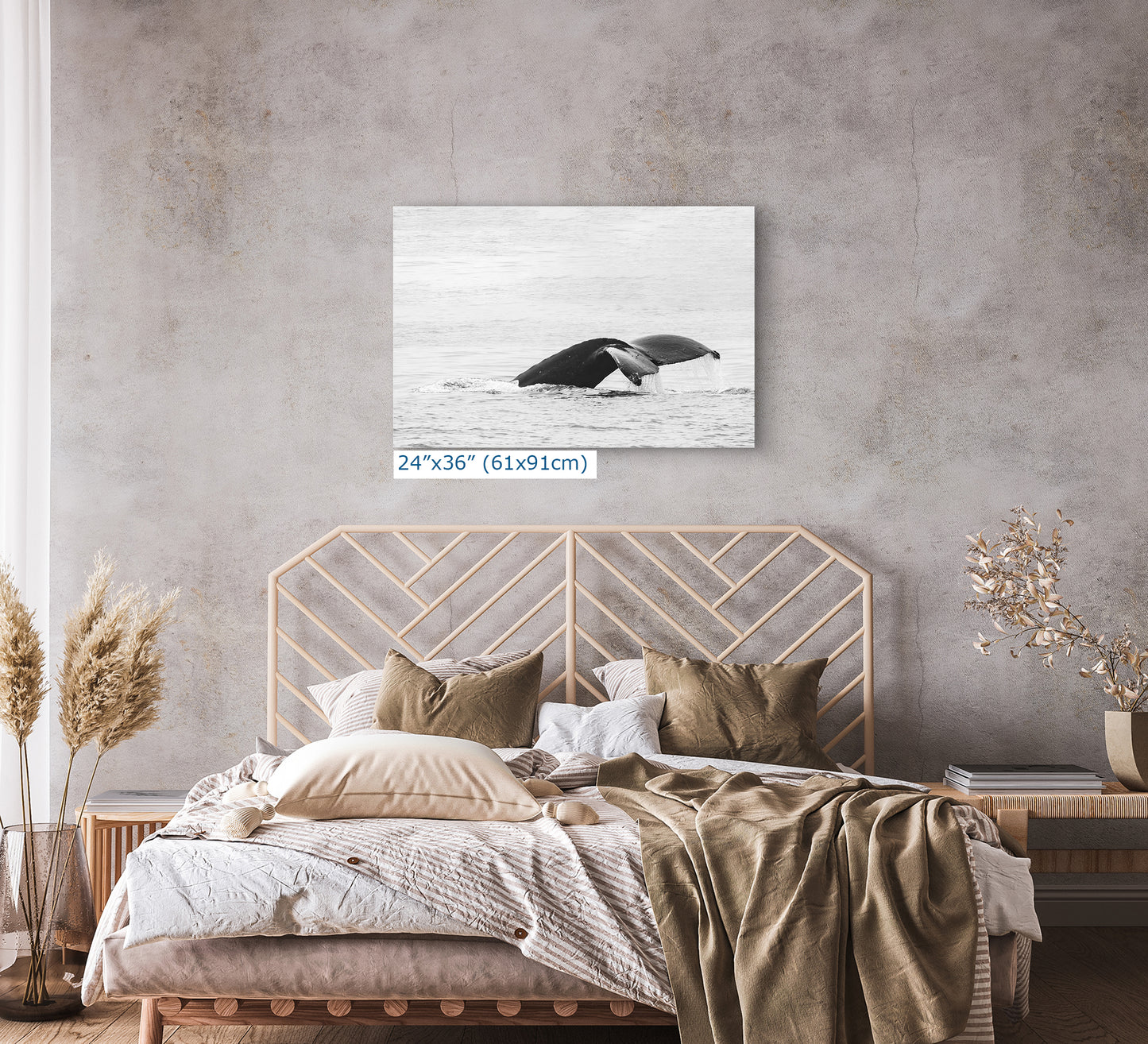 Humpback Whale Marine Mammal Wildlife Photography, Black and White, Monterey Bay Ocean Scene Art Print for Nature Lovers and Marine Conservation Decor