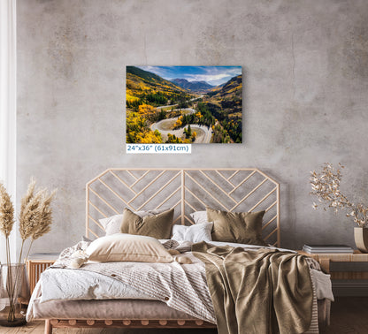 Colorado San Juan Mountain Picture, Fall Colors Aspen Trees Forest, Million Dollar Highway Nature Photo for Relaxation Artwork, Meditation and House Decor