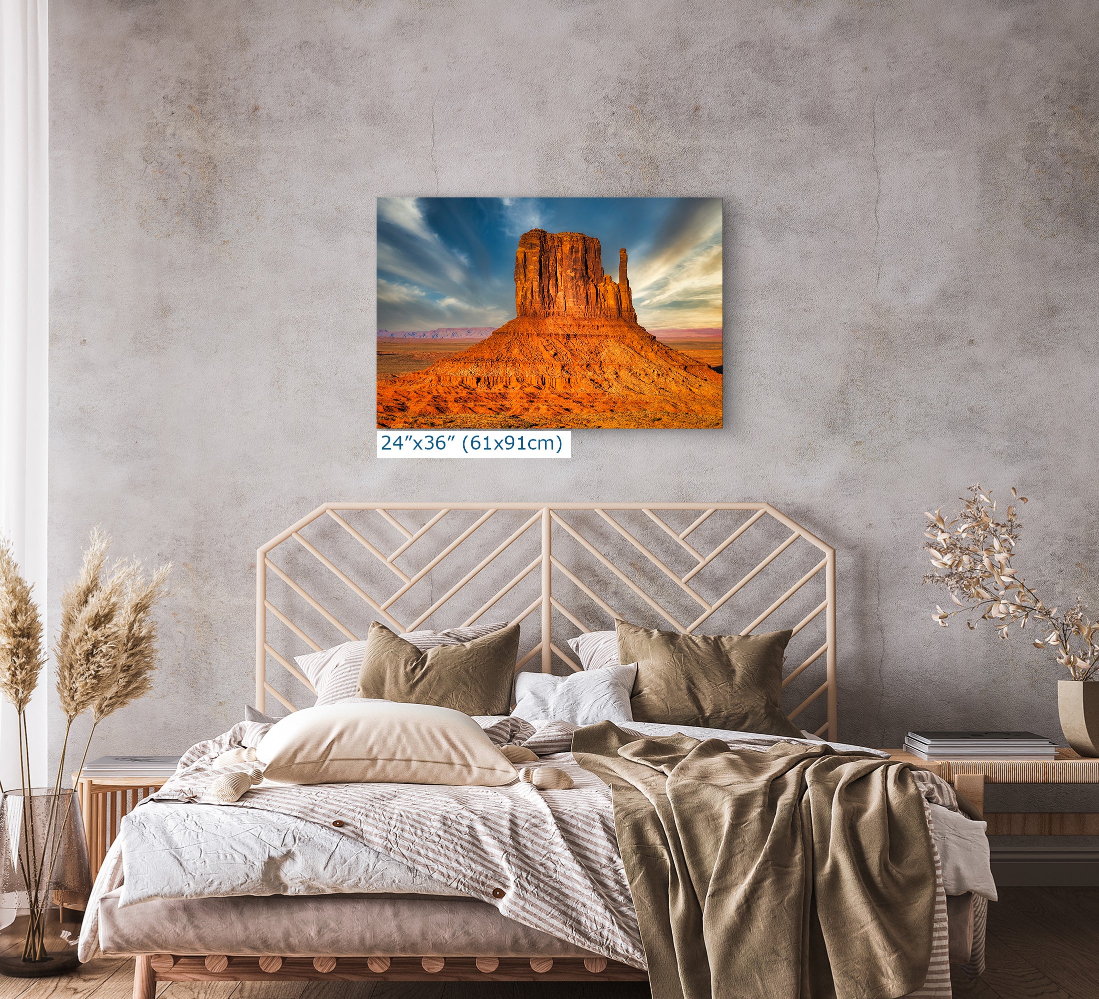 Monument Valley Arizona Desert Picture Nature Photo, Bohemian Style Relaxation Artwork for Meditation, Apartment, Office & House Decor