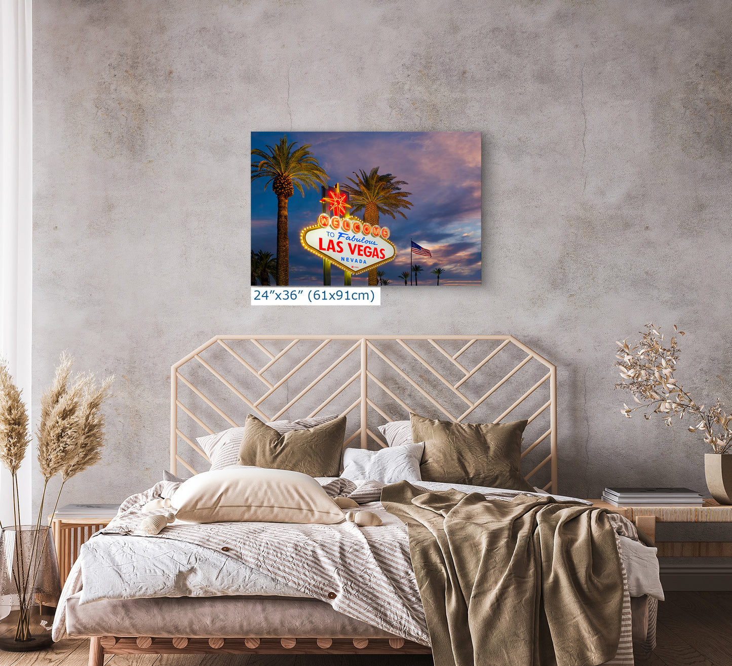 Welcome to Fabulous Las Vegas Nevada Sign Casino Decor, Souvenir Wall Art, Gambling Theme Giant Canvas Print, Neon Sign