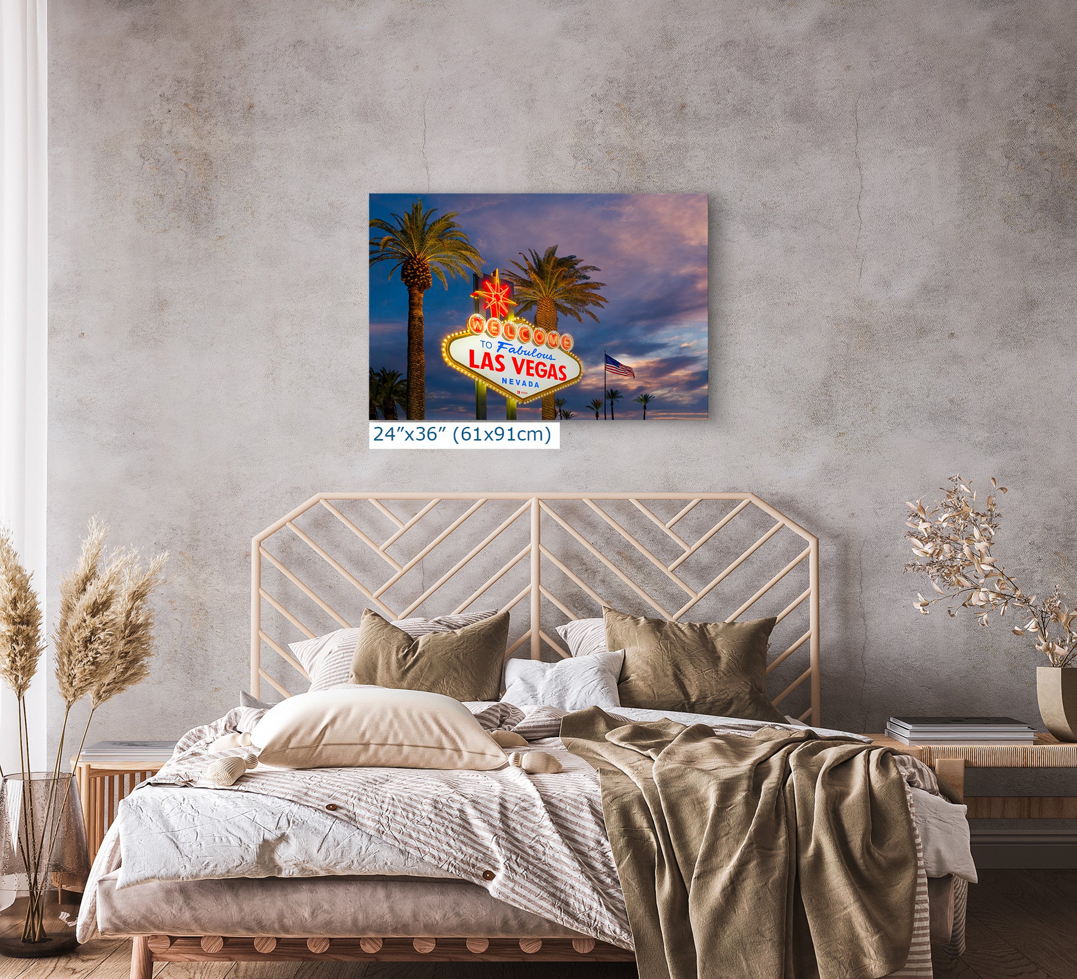 Welcome to Fabulous Las Vegas Nevada Sign Casino Decor, Souvenir Wall Art, Gambling Theme Giant Canvas Print, Neon Sign