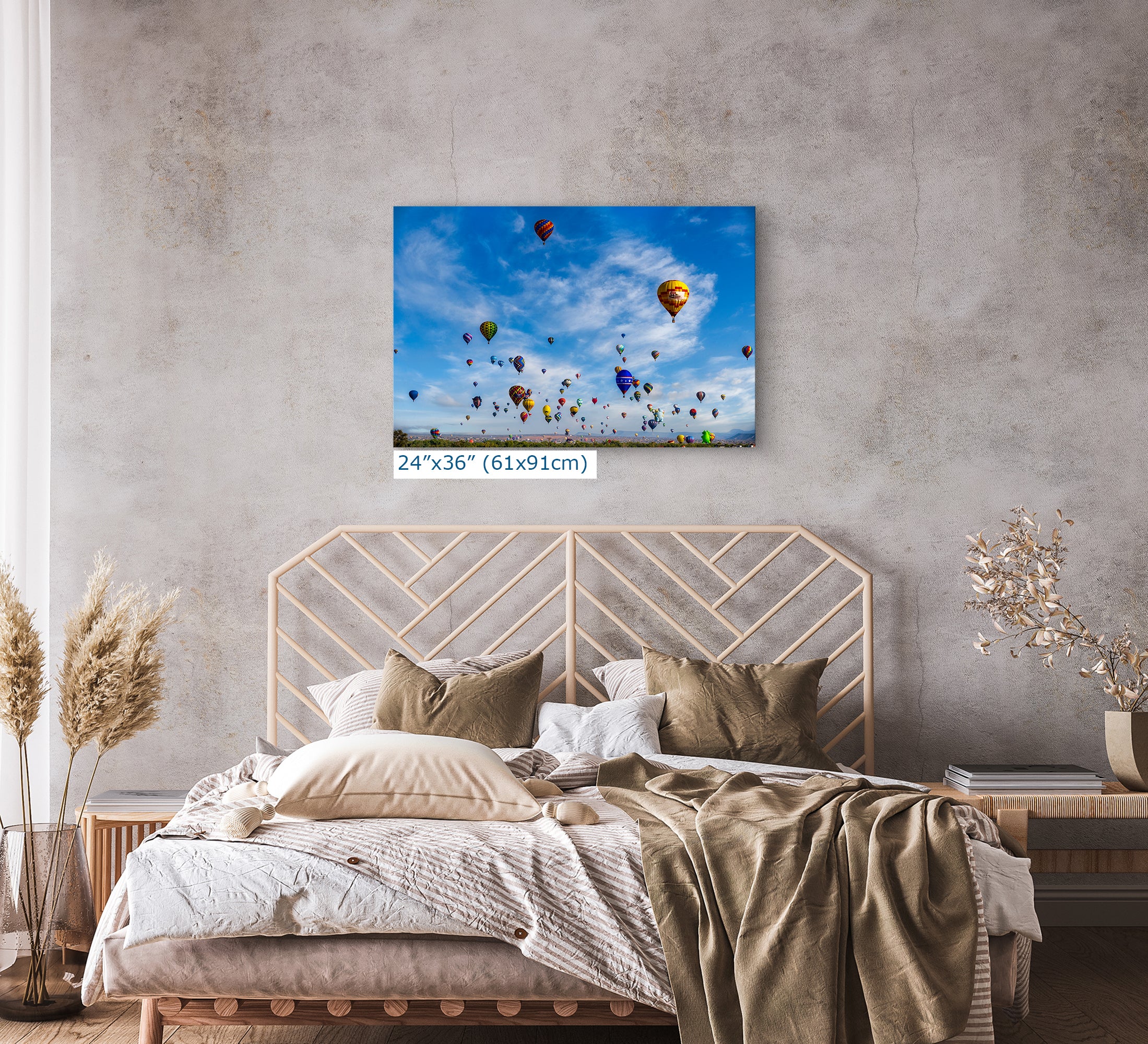 Hot Air Balloon Festival Mass Ascension | Albuquerque New Mexico Balloon Fiesta Wall Art Panorama | Office, Cubicle & House Decor