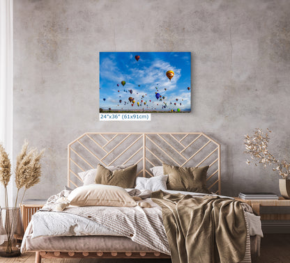 Hot Air Balloon Festival Mass Ascension | Albuquerque New Mexico Balloon Fiesta Wall Art Panorama | Office, Cubicle & House Decor