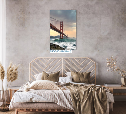 San Francisco Golden Gate Bridge Picture - California Coastline Giant Canvas Print for House Decor & Housewarming
