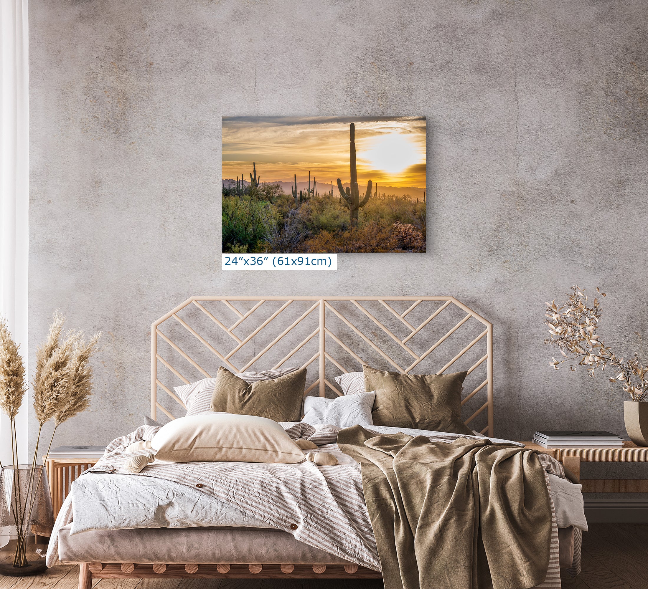 Saguaro National Park Arizona Desert Picture Sunset Nature Photo, Bohemian Style Relaxation Artwork, Southwestern Sonoran Desert House Decor