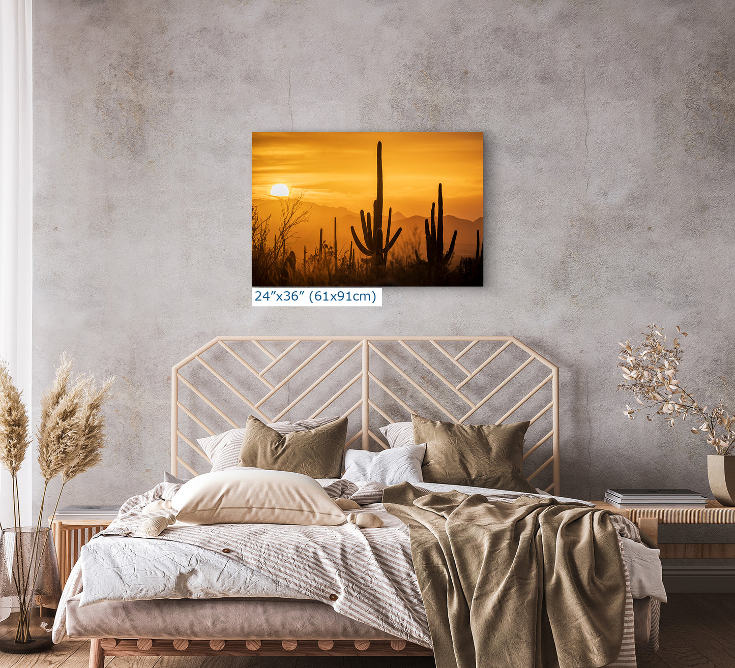 Saguaro National Park Arizona Desert Picture Nature Photo Silhouette, Bohemian Style Relaxation Artwork, Southwestern Sonoran Desert House Decor