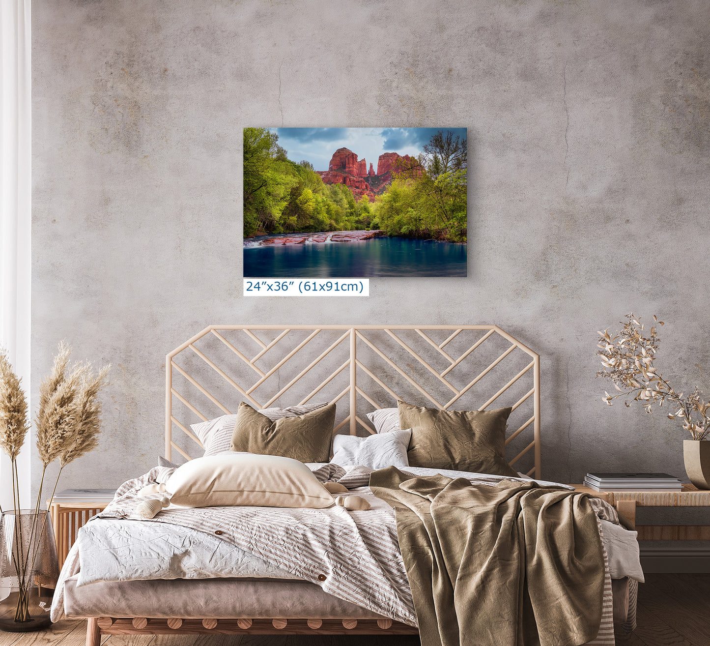 Cathedral Rock with Oak Creek, Sedona Arizona Desert Picture Nature Photo Relaxation Artwork for Meditation, Office, and House Decor