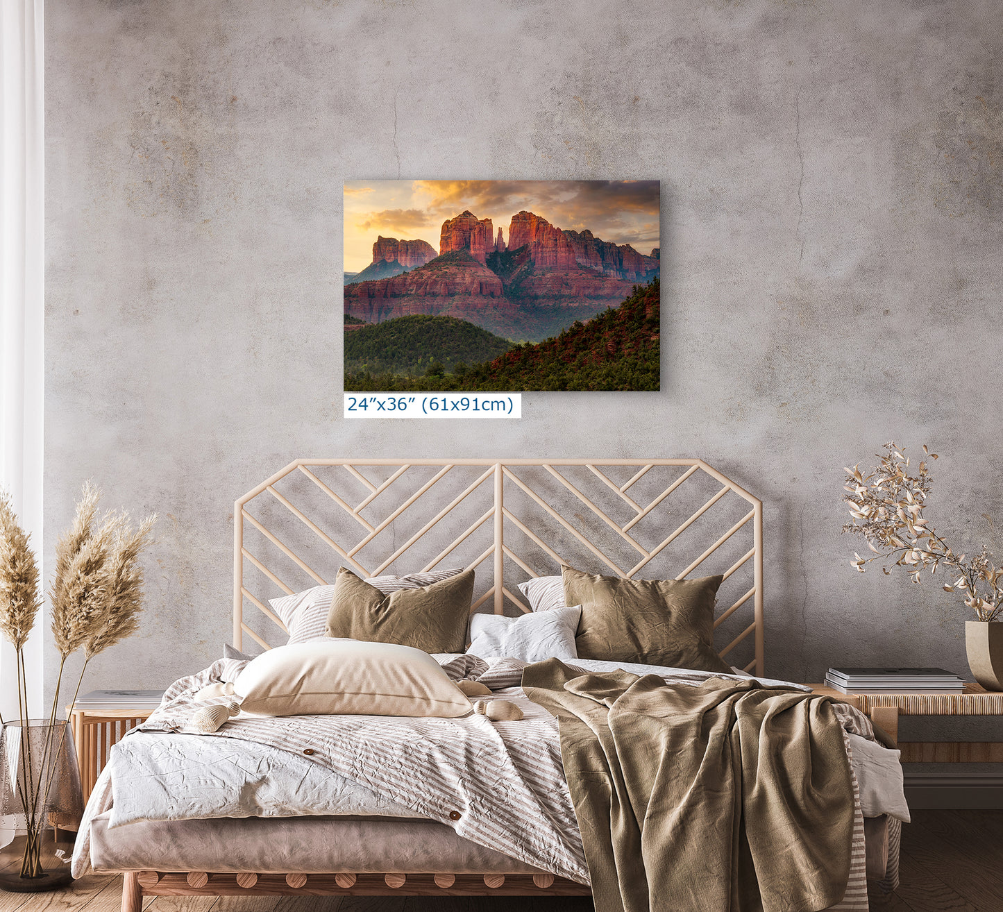 Cathedral Rock, Moody Sedona Arizona Desert Picture Nature Photo Relaxation Artwork for Meditation, Office, and House Decor