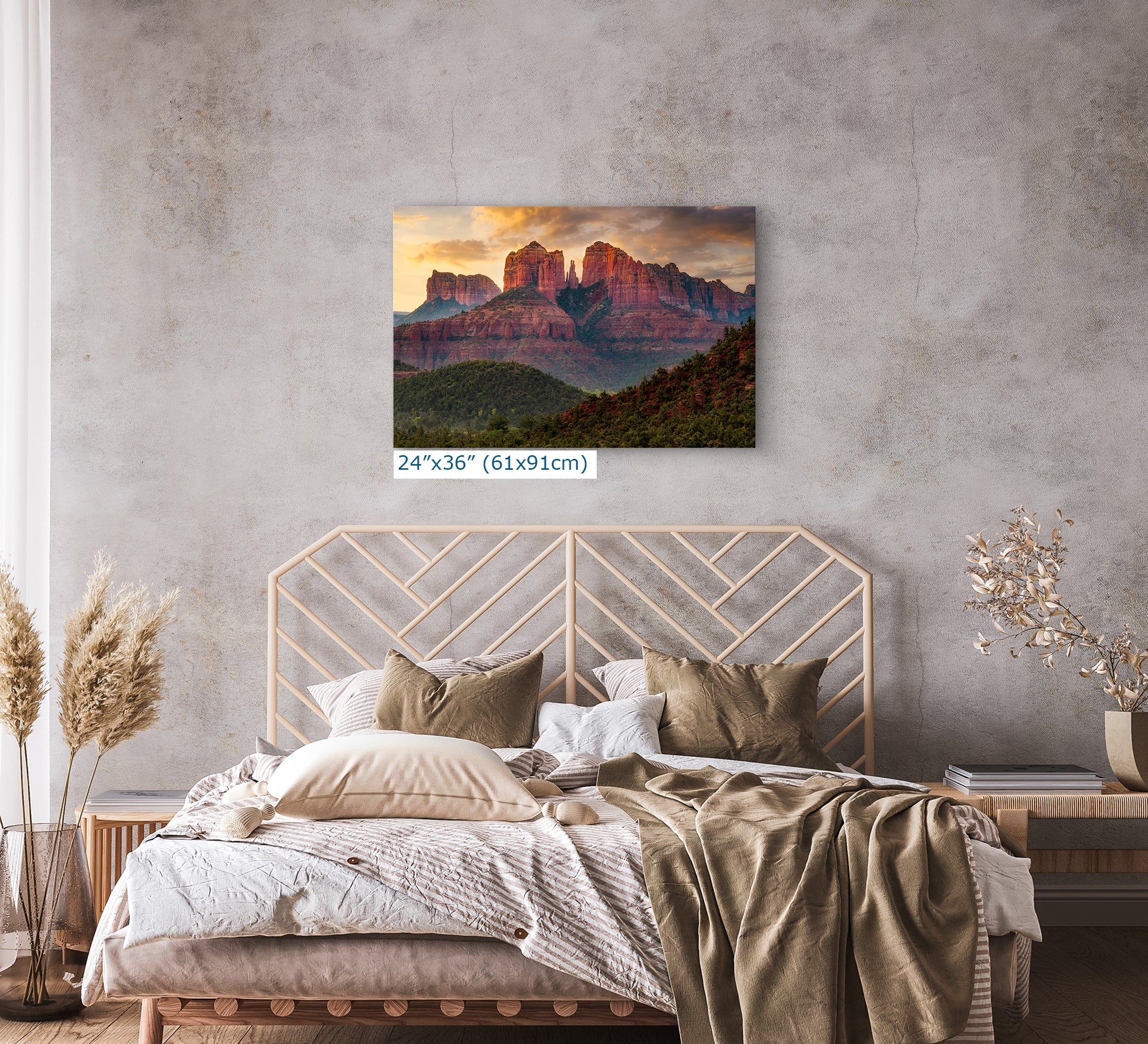 Cathedral Rock, Moody Sedona Arizona Desert Picture Nature Photo Relaxation Artwork for Meditation, Office, and House Decor