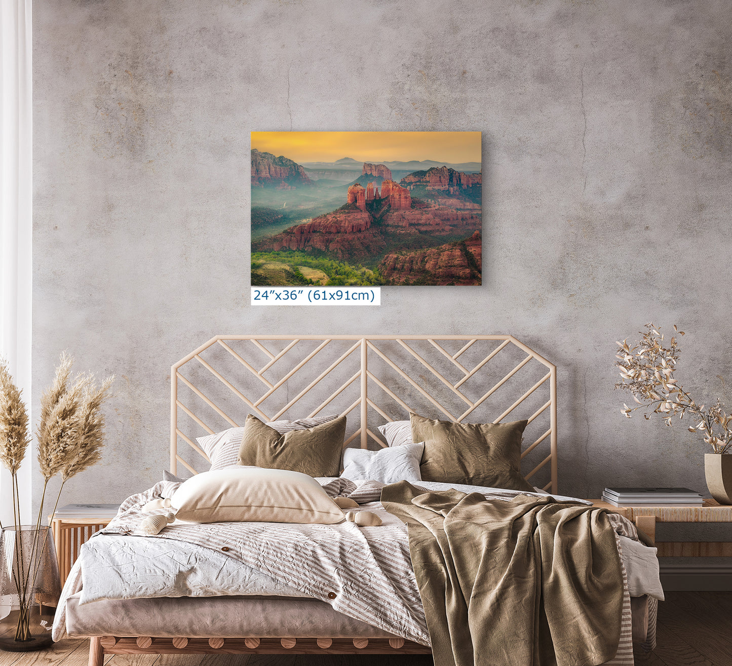 Cathedral Rock Aerial Sunrise, Sedona Arizona Desert Picture Nature Photo Relaxation Artwork for Meditation, Office, and House Decor