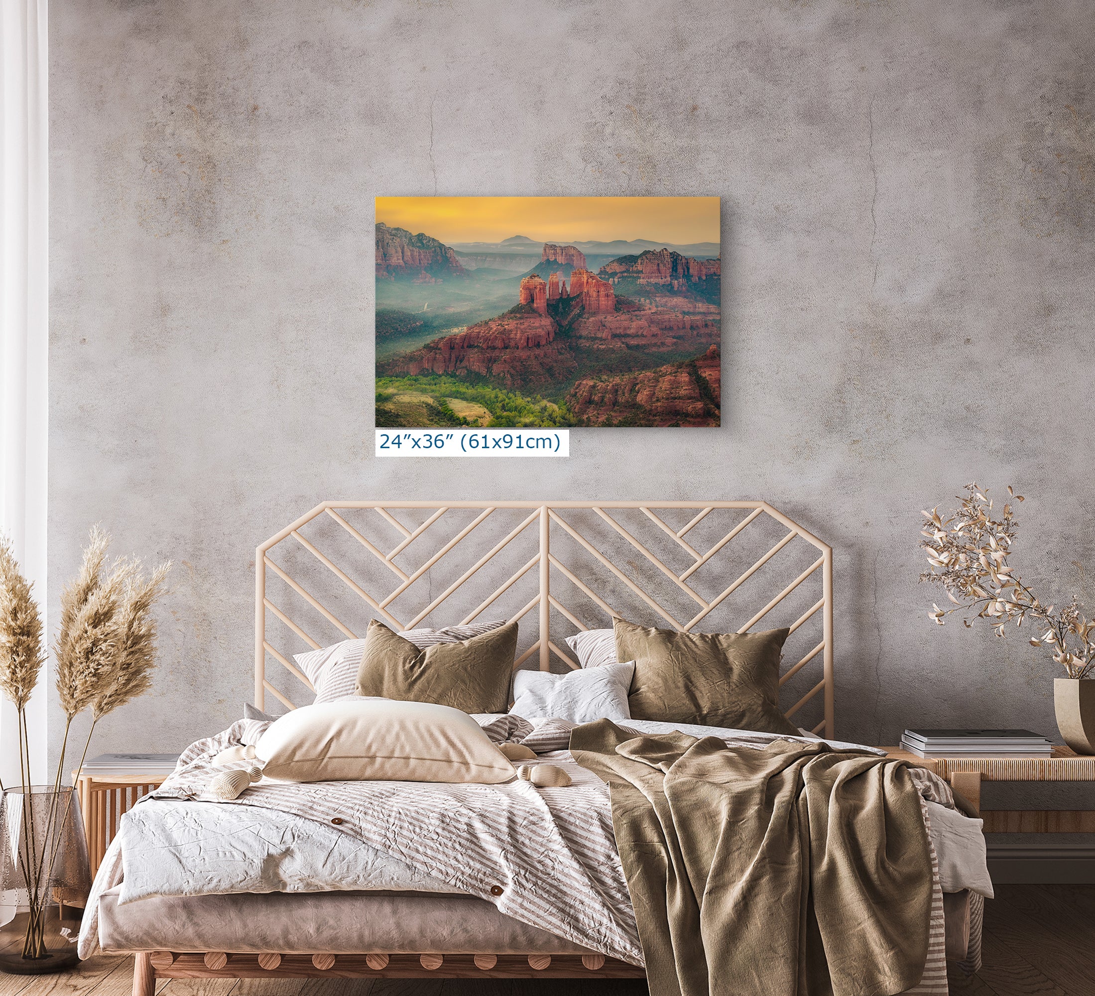 Cathedral Rock Aerial Sunrise, Sedona Arizona Desert Picture Nature Photo Relaxation Artwork for Meditation, Office, and House Decor