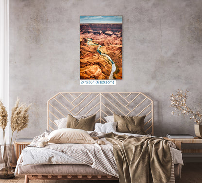 Grand Canyon National Park, Arizona Desert Picture Nature Photo with Colorado River, Bohemian Style Relaxation Artwork for Meditation, Office & House Decor