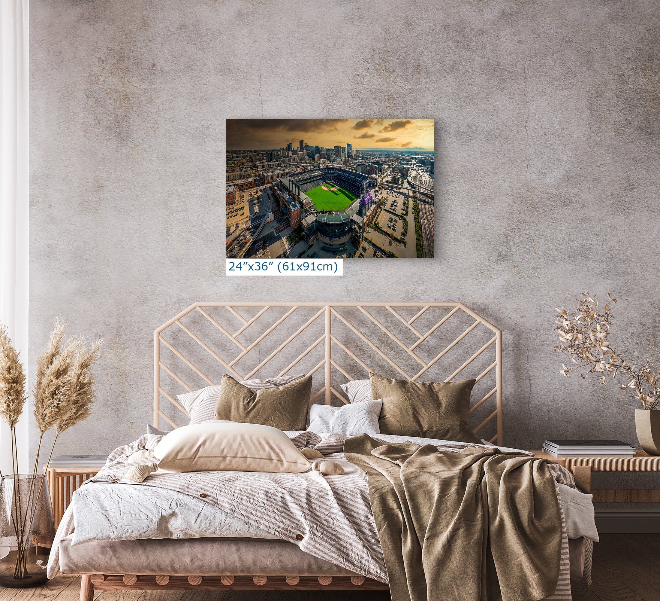 Colorado Rockies Baseball Stadium, Coors Field Denver Colorado Skyline Print for Man Cave Decor & Sports Fans
