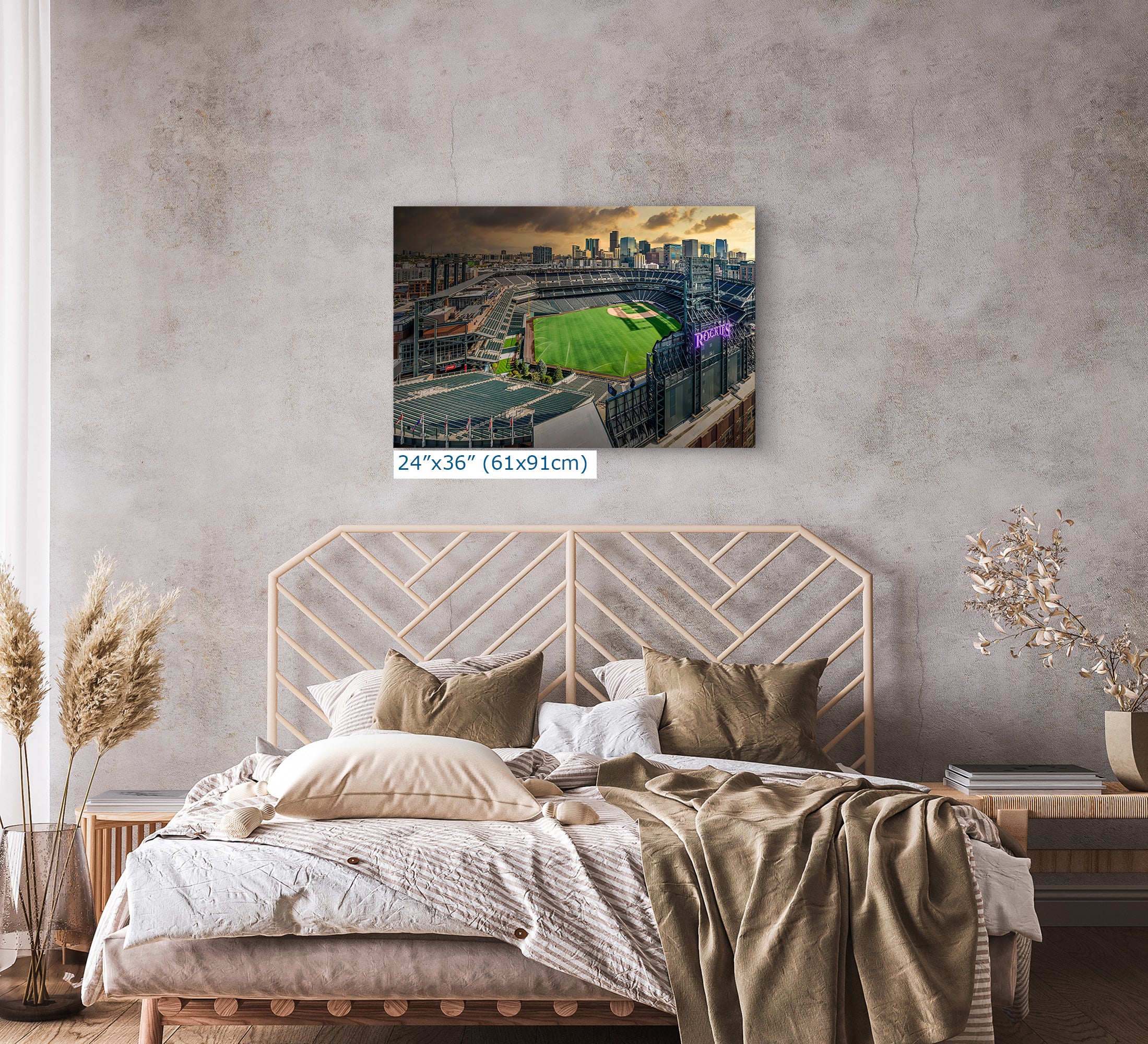 Colorado Rockies Baseball Stadium Wall Art | Coors Field Denver Colorado Skyline Print for Man Cave Decor & Sports Fans