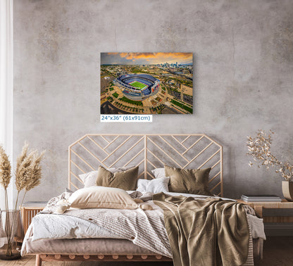 Denver Broncos Football Stadium | Mile High Stadium Denver Colorado Skyline Print | Sports Decor, Man Cave Art