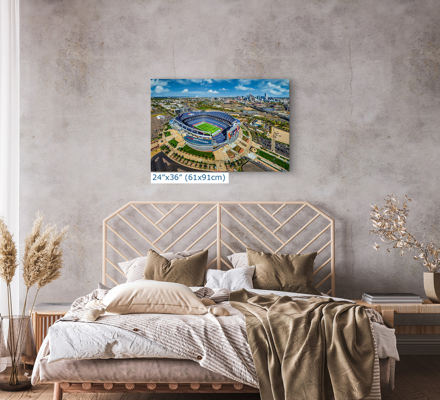 Denver Broncos Football, Mile High Stadium Denver Colorado Skyline Print Sports Decor, Man Cave Art