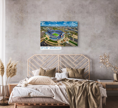 Denver Broncos Football, Mile High Stadium Denver Colorado Skyline Print Sports Decor, Man Cave Art