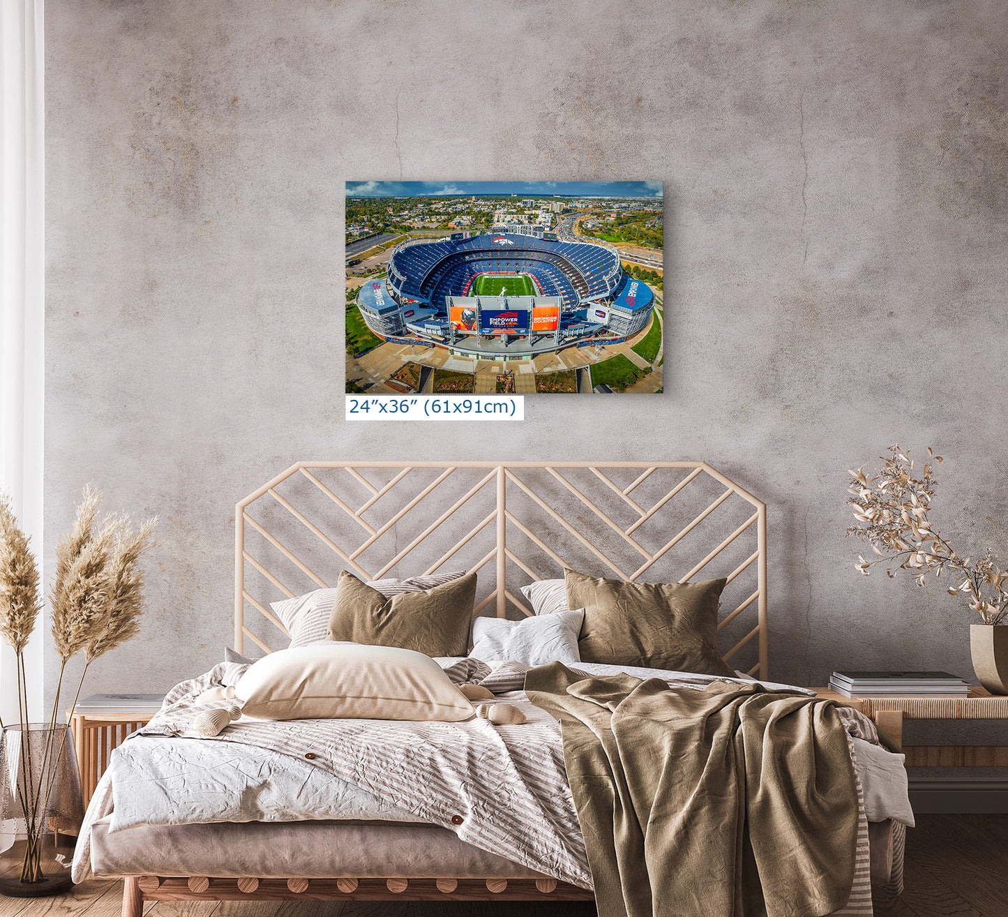 Denver Broncos Football Stadium, Mile High Stadium Denver Colorado Skyline Print, Sports Decor, Man Cave Art