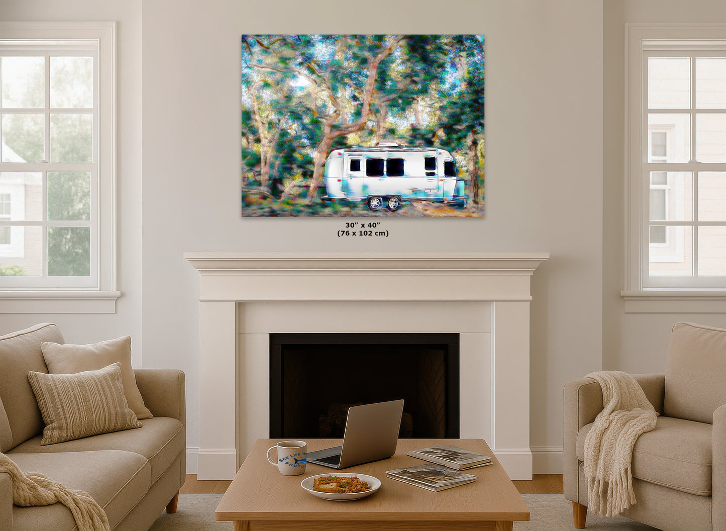 Airstream with Coast Live Oak Camping Decor