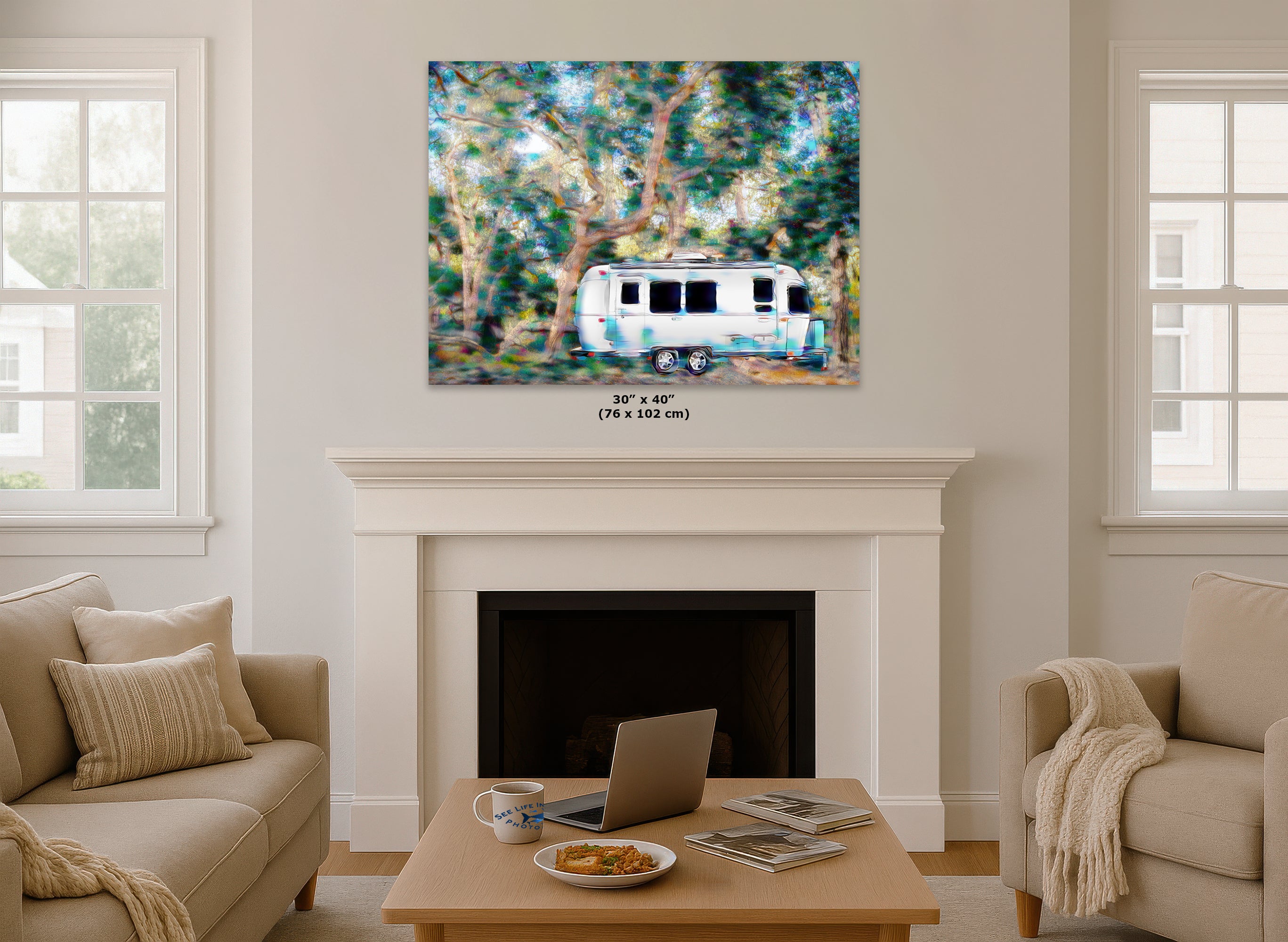 Airstream with Coast Live Oak Camping Decor
