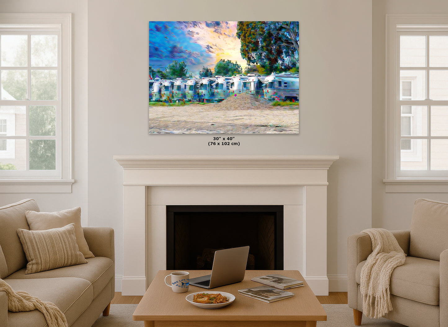 Airstream Trailer Beach Art Camping Decoration