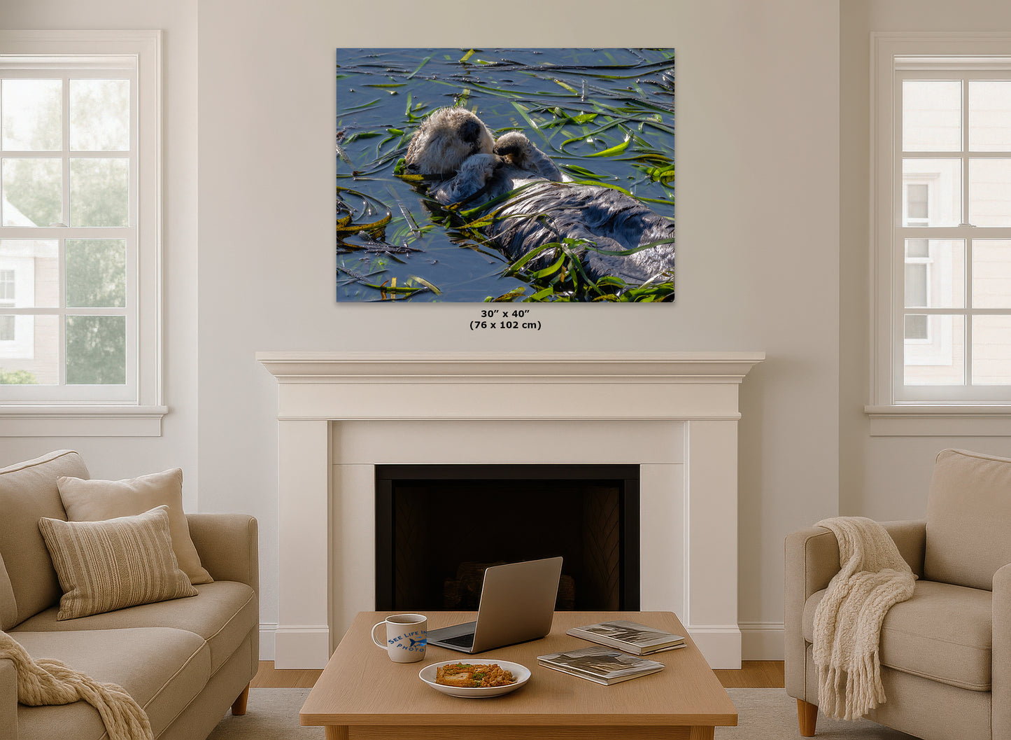 Sea Otter Picture Marine Mammal Wildlife Photography, Relaxing Nature Art Print, Ocean Scene, Dorm Room Decor, Animal Photography