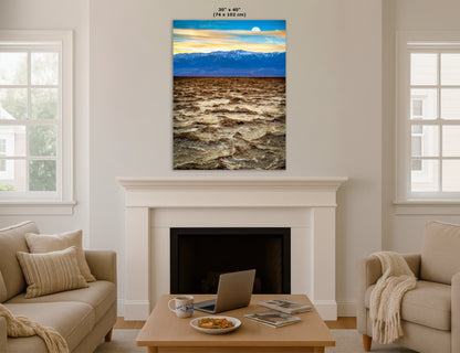 Death Valley National Park California Desert Picture Nature Photo, Badwater Basin Salt Flats and Telescope Peak Sunset Photo for House Decor