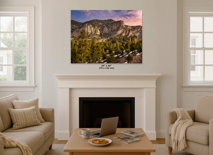Mt Charleston Nevada Mountain Picture, Snowy Scenery Nature Photo Relaxation Artwork | Winter Landscape for Office, Dorm, Bohemian Decor