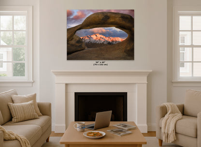 Lone Pine & Mobius Arch Mountain Picture, Nature Photo from Alabama Hills for Relaxation Art for Meditation, Office, and House Decor