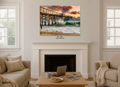 Southern California Coastline Ocean Picture Nature Photo, Relaxation Artwork, Newport Beach Pier Wall Art, Coastal Sunset Decor
