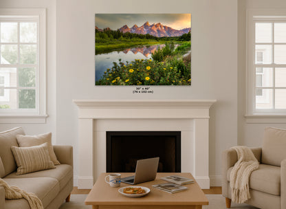 Grand Teton National Park Mountain Picture, Schwabacher Landing Nature Photo for Bohemian Decor and Meditation Artwork