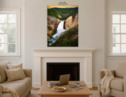 Yellowstone Falls National Park Waterfall Picture Nature Photo Relaxation Artwork Bohemian Style Wyoming Landscape, Meditation & House Decor
