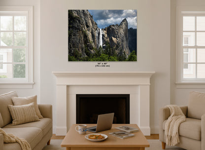 Bridalveil Falls Yosemite National Park Nature Photo Relaxation Artwork Waterfall Picture for Meditation, Dorm Room, Office, and House Decor