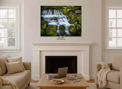 Yosemite National Park Cascading Waterfall Picture Nature Photo Relaxation Artwork for Meditation, Office, Apartment, and House Decor