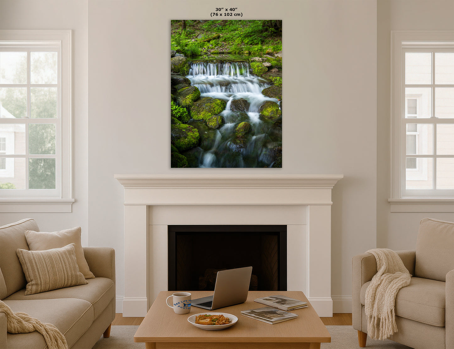 Yosemite National Park Waterfall Picture Nature Photo Relaxation Artwork for Meditation, Office, Apartment, and House Decor