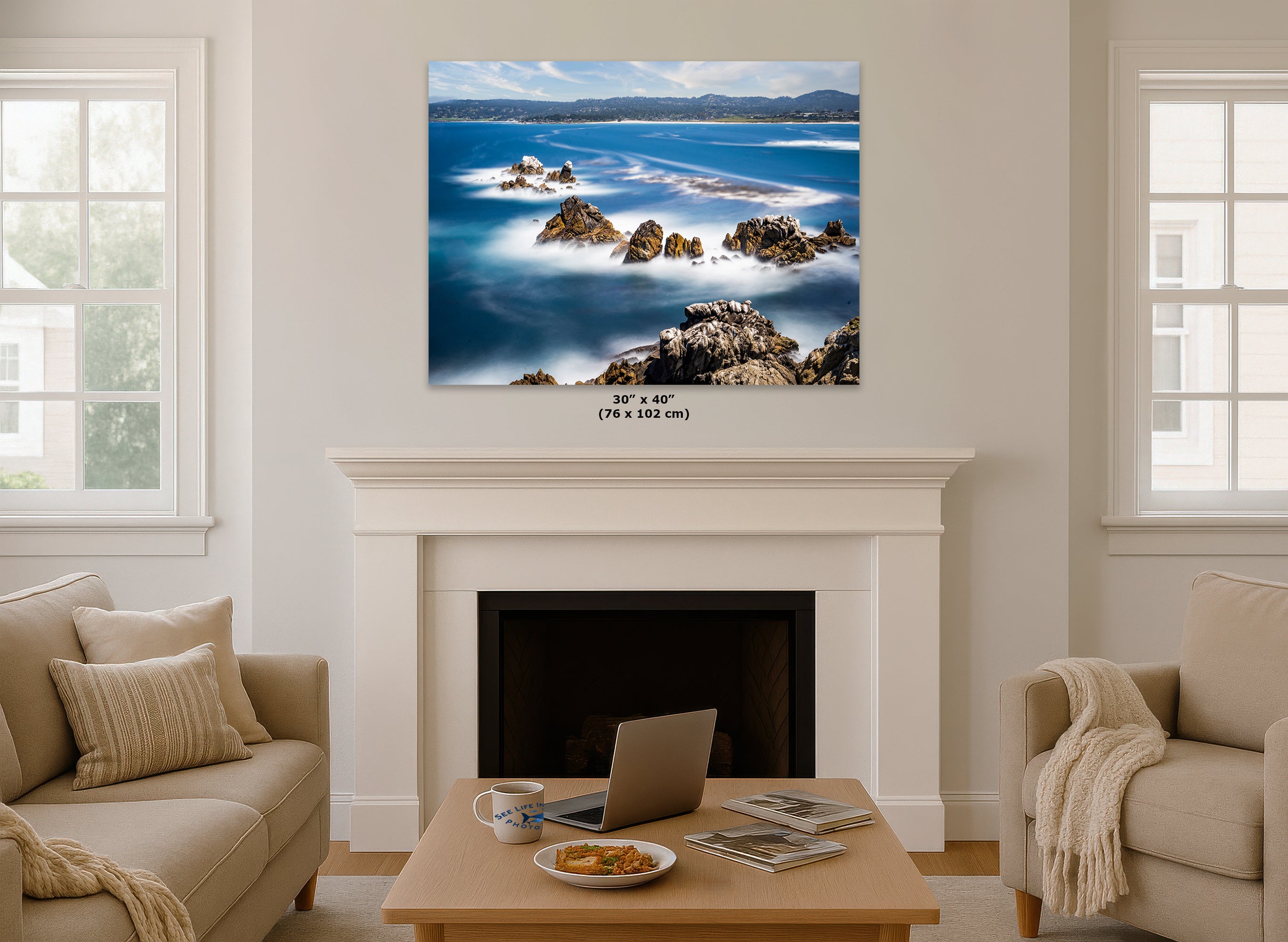 Point Lobos Shoreline, Carmel California Coastline Ocean Picture, Relaxation Artwork Nature Photo for Meditation, Office, Dorm, House Decor