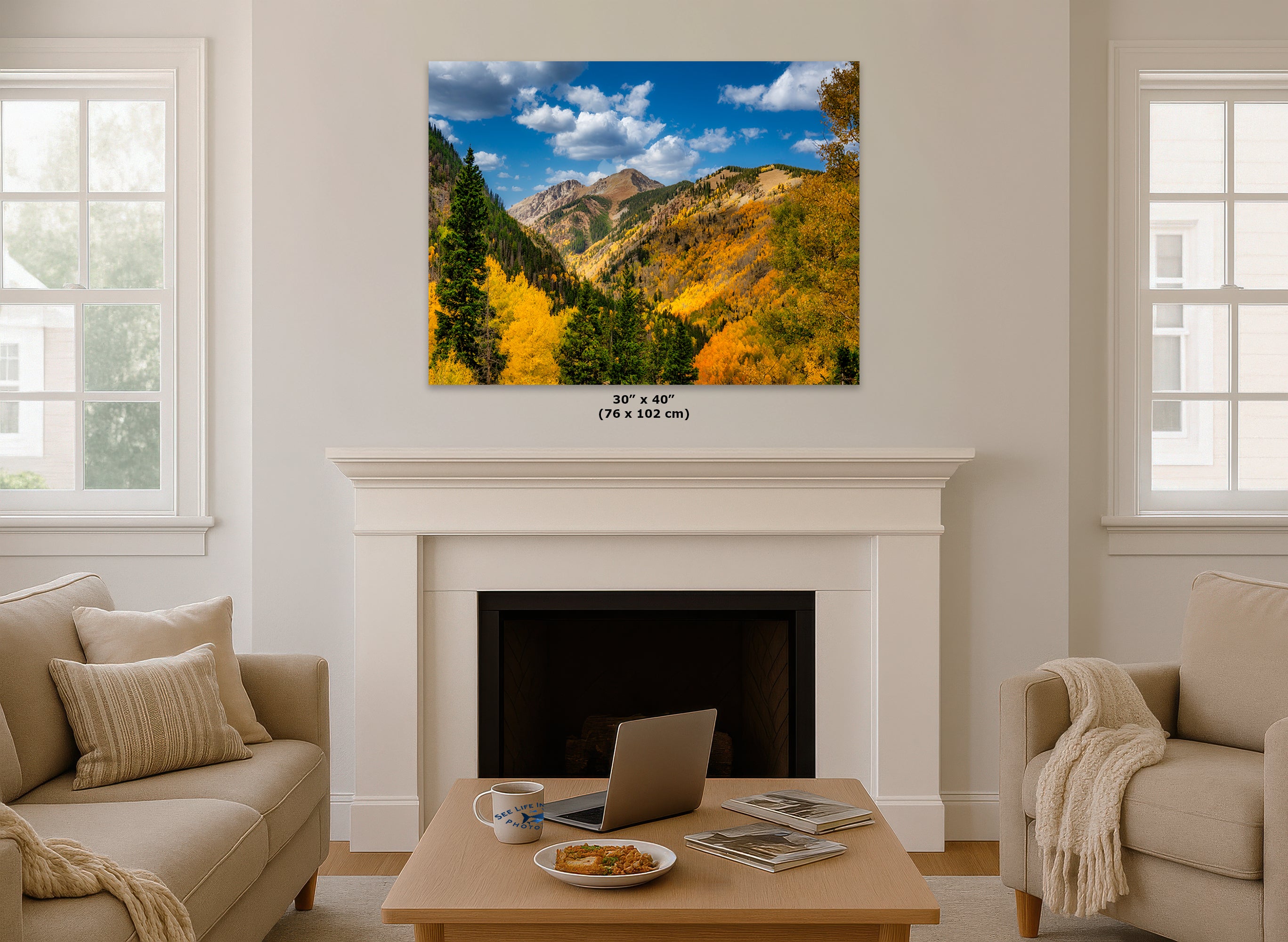 Colorado San Juan Mountains Picture, Fall Colors Nature Photo of Aspen Trees  for Relaxation Meditation and Home Decor