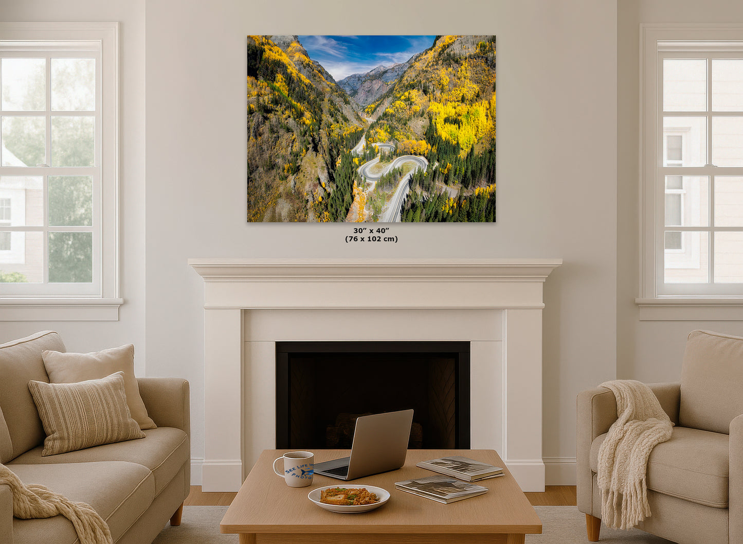Colorado San Juan Mountain Picture, Million Dollar Highway Fall Colors Aspen Trees Forest Picture, Nature Photo for Relaxation Artwork, Meditation and House Decor