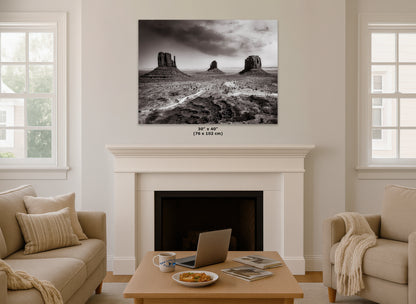 Monument Valley Arizona Desert Picture, Black and White Nature Photo, Bohemian Style Relaxation Artwork for Meditation, Apartment, Office & House Decor