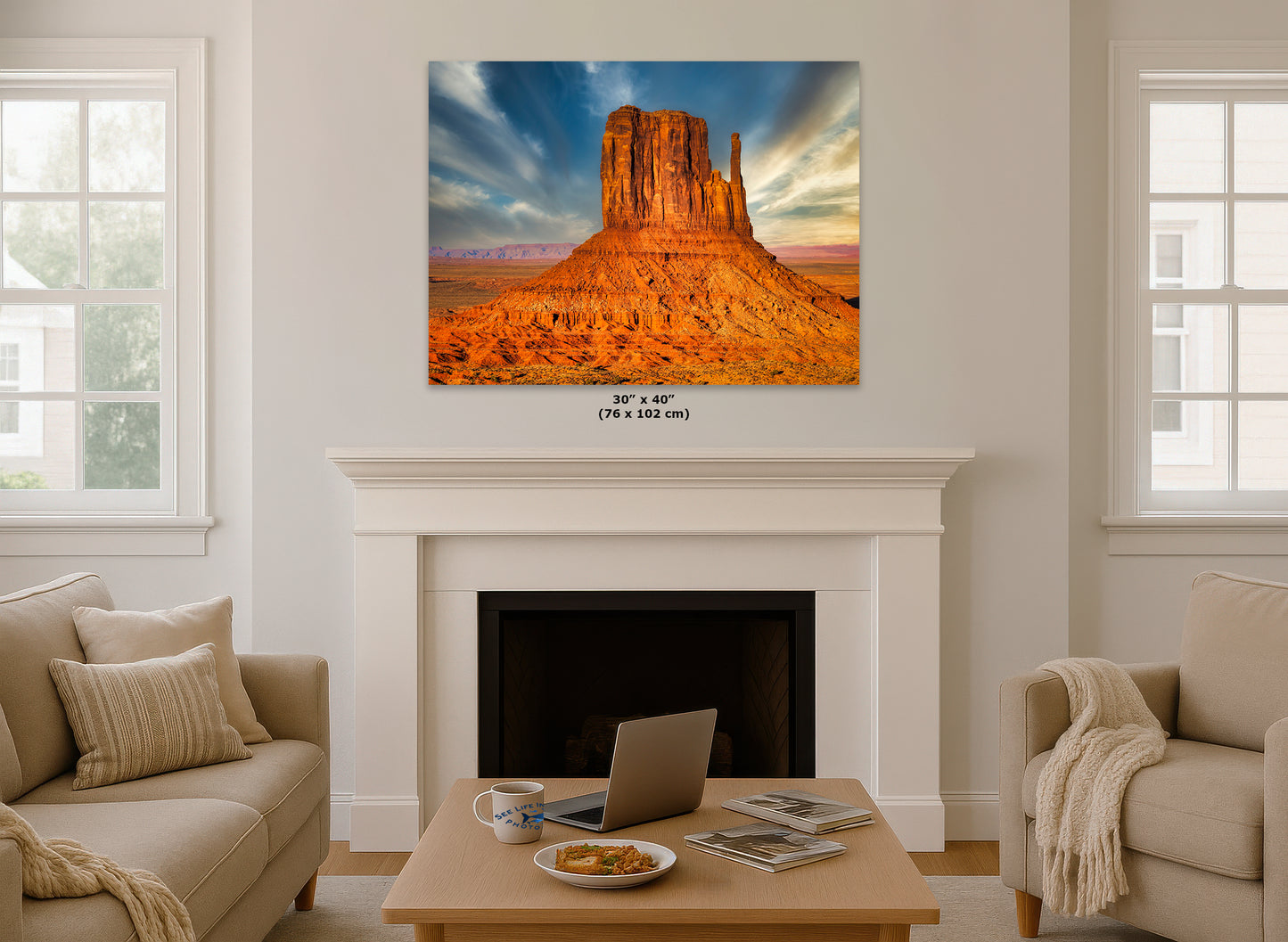 Monument Valley Arizona Desert Picture Nature Photo, Bohemian Style Relaxation Artwork for Meditation, Apartment, Office & House Decor