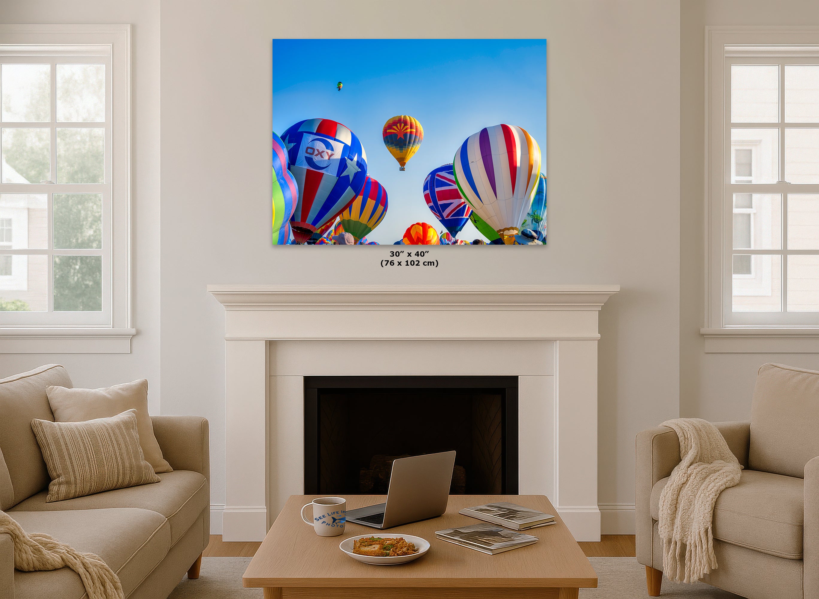 Hot Air Balloon Festival Mass Ascension Arizona Flag, Albuquerque New Mexico Balloon Fiesta Wall Art | Office, Cubicle & House Decor