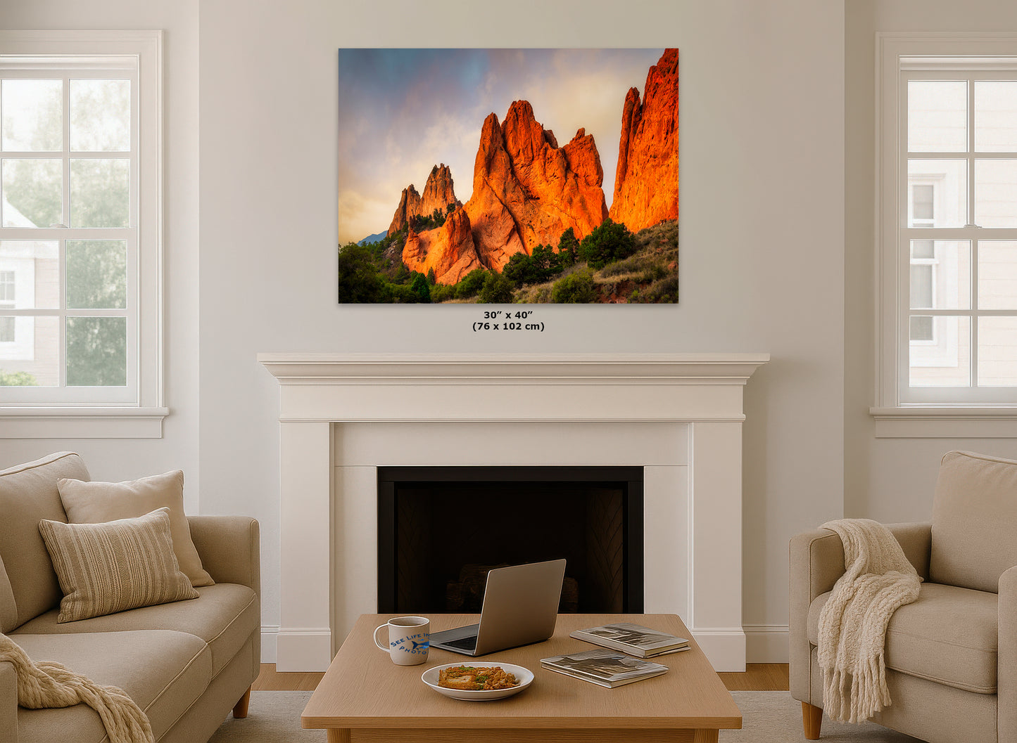 Garden of the Gods Colorado Mountain Picture, Vibrant Rocky Mountain Nature Photo for Meditation Relaxation and Bohemian Decor