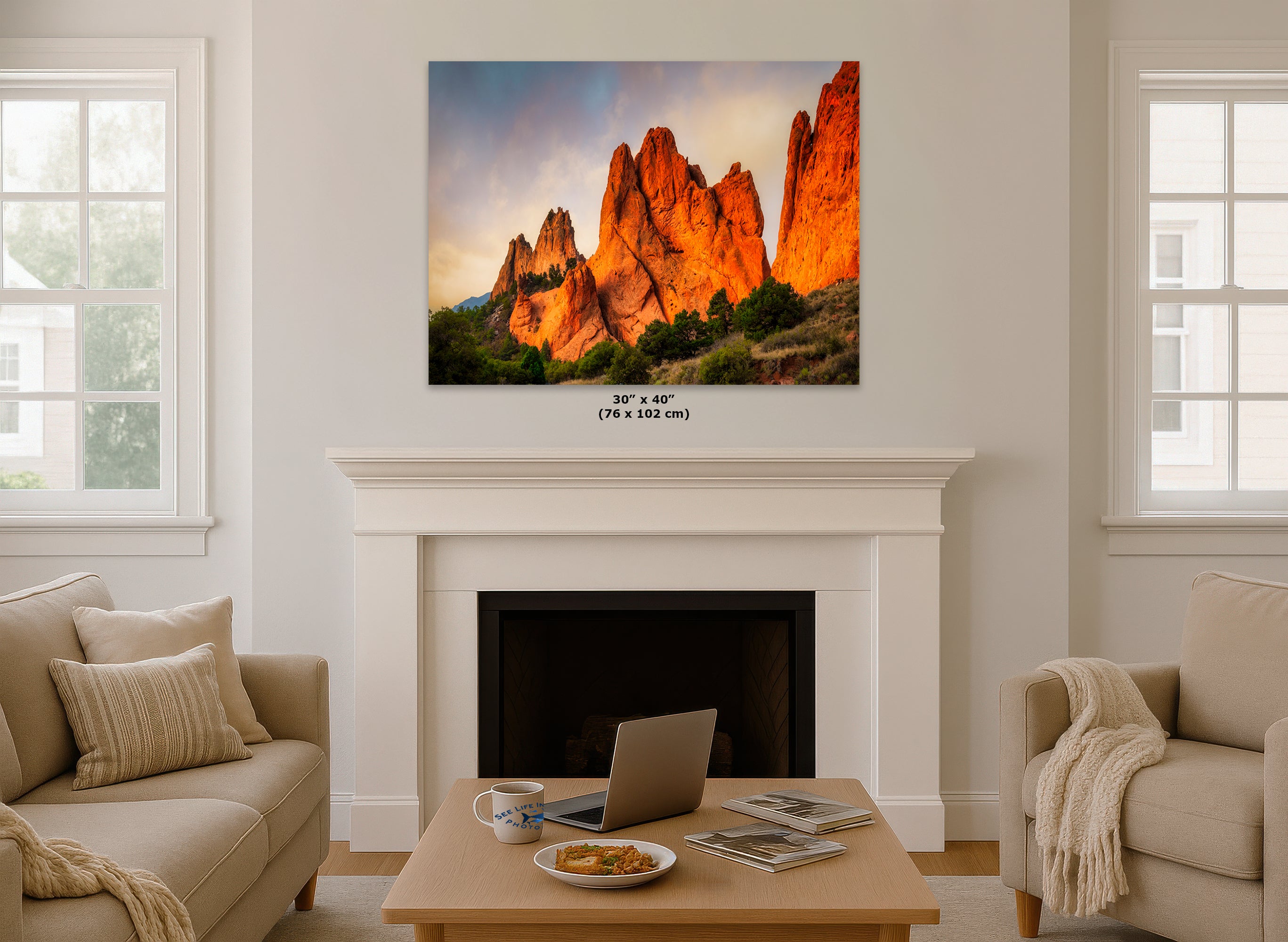 Garden of the Gods Colorado Mountain Picture, Vibrant Rocky Mountain Nature Photo for Meditation Relaxation and Bohemian Decor