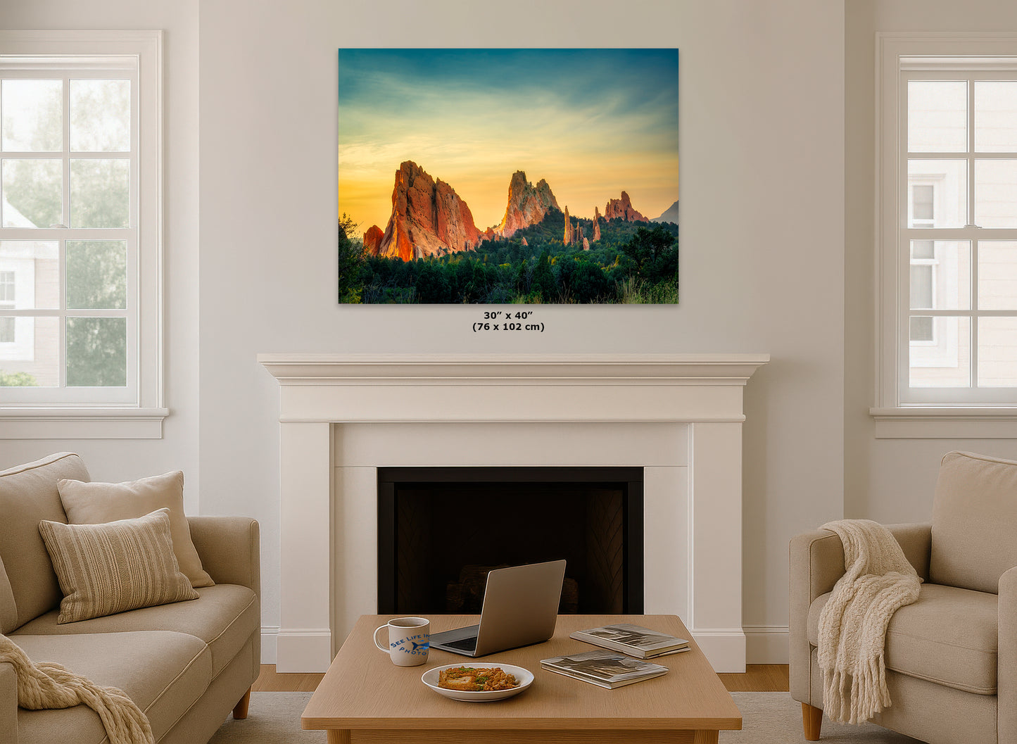 Garden of the Gods Colorado Mountain Picture, Nature Photo of Rocky Mountains for Meditation Relaxation Artwork Bohemian House Decor