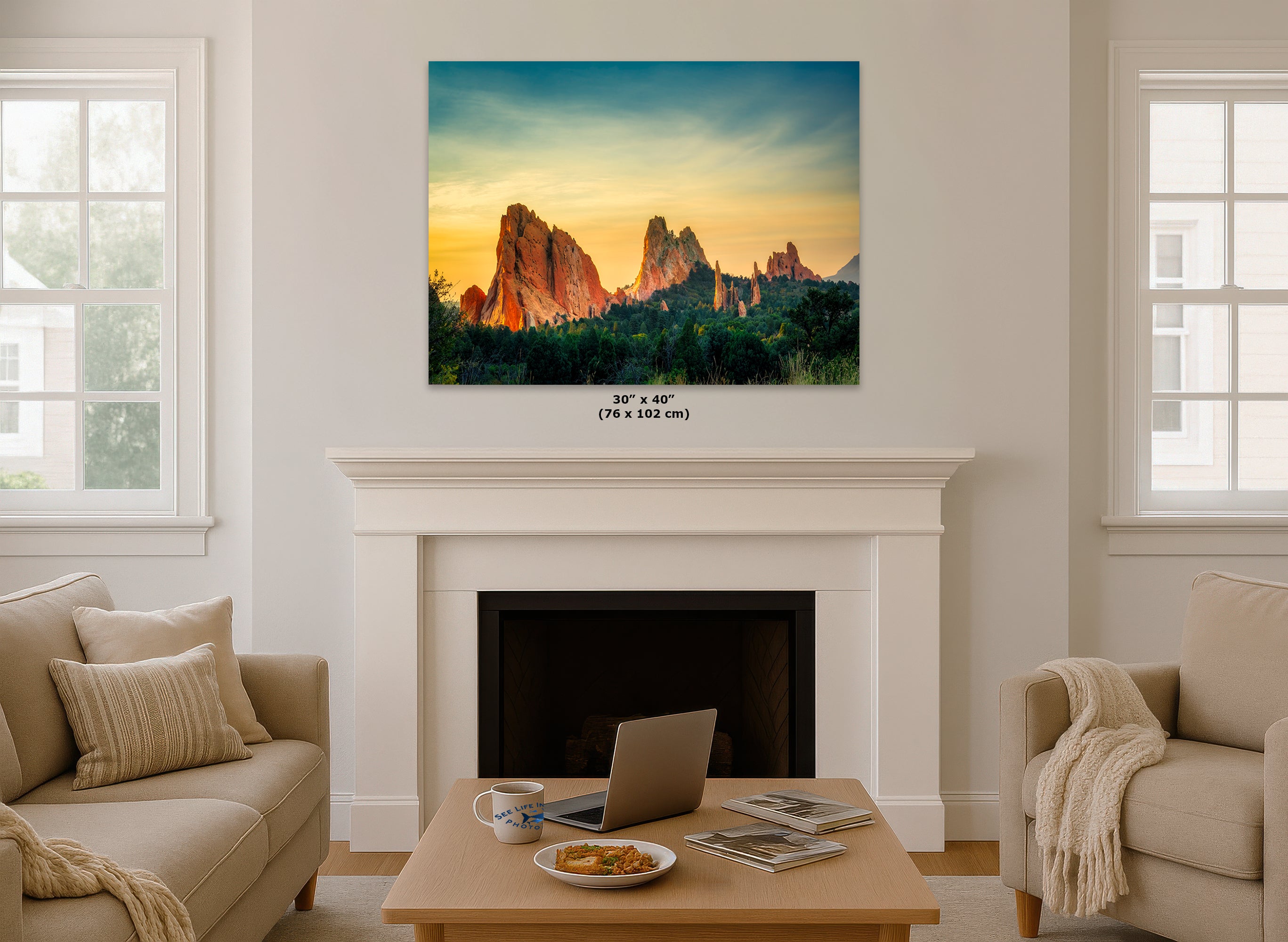 Garden of the Gods Colorado Mountain Picture, Nature Photo of Rocky Mountains for Meditation Relaxation Artwork Bohemian House Decor