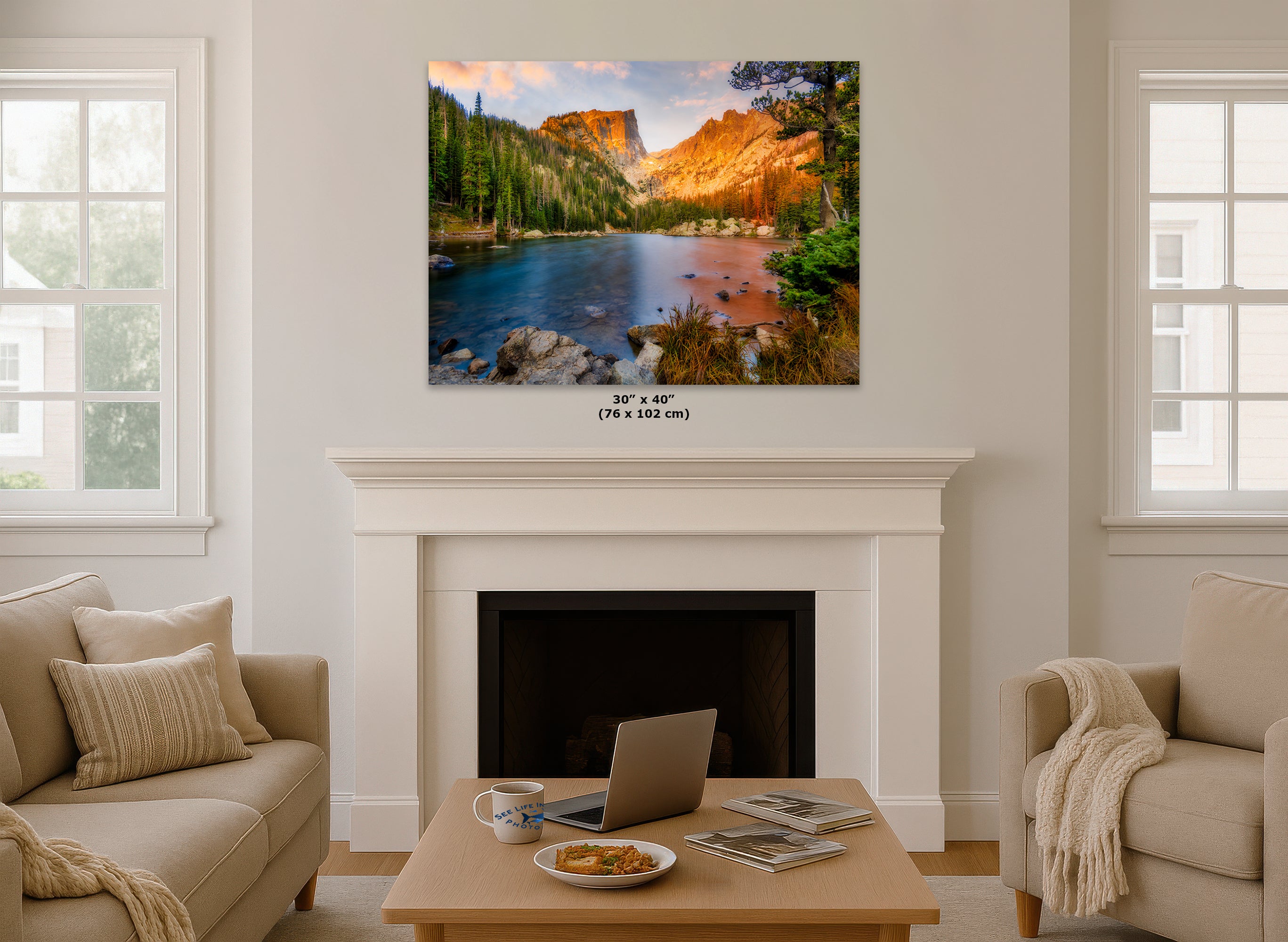 Dream Lake Rocky Mountain National Park Mountain Picture Nature Photo, Relaxation Artwork for Meditation, Office, Apartment & House Decor