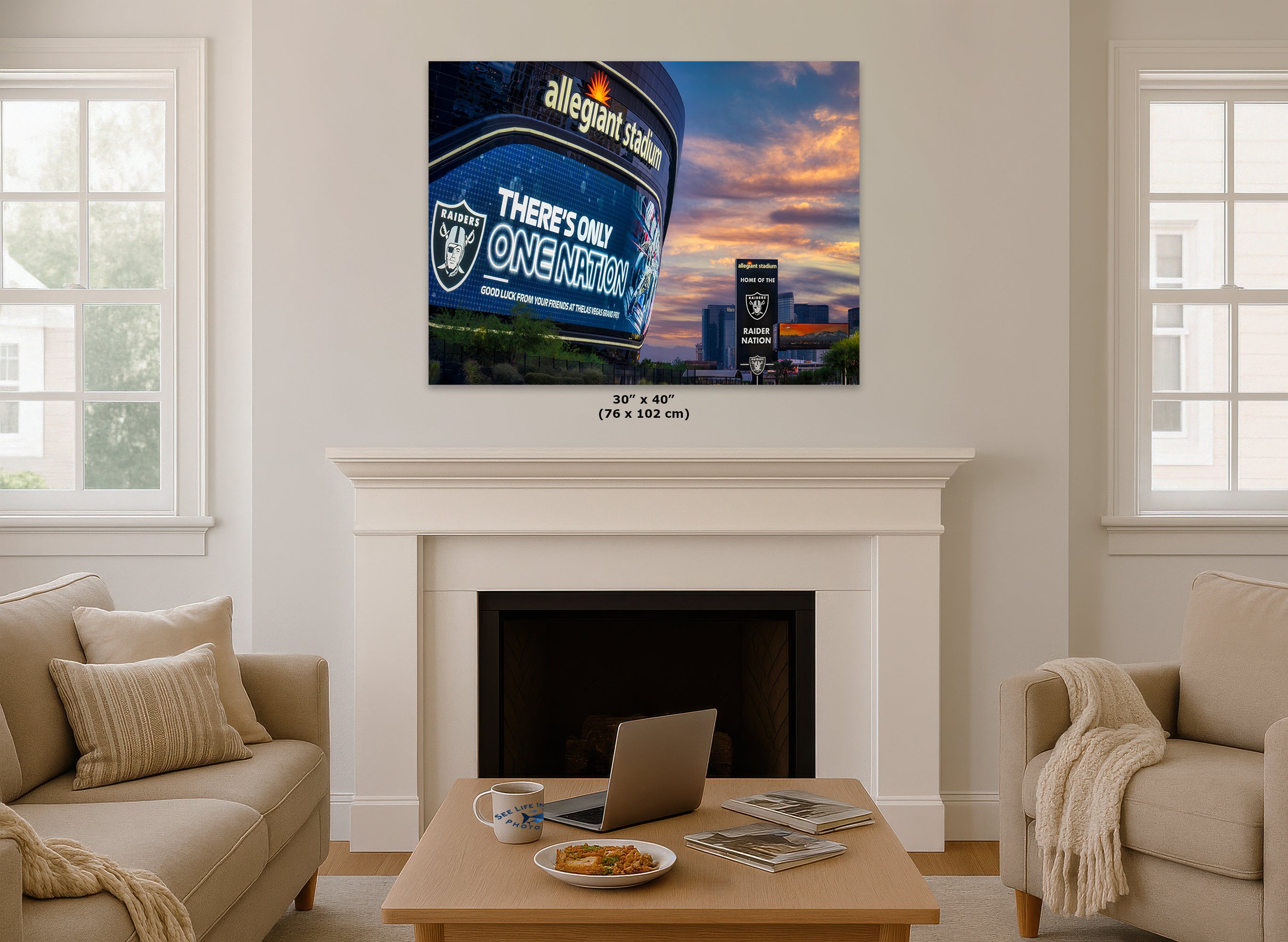 Las Vegas Raiders Football Gift Decor, Allegiant Stadium Photograph Poster, NFL Man Cave, Dorm Room & Office Wall Art