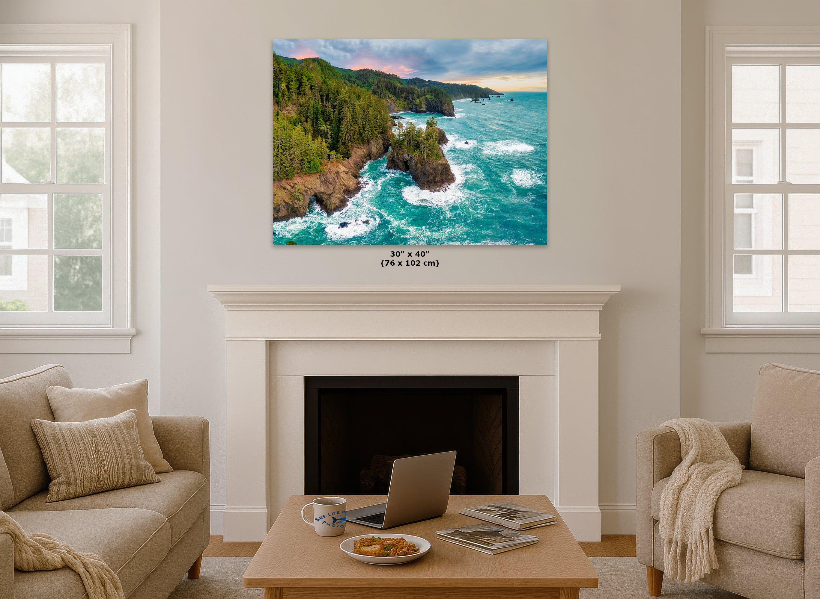 Oregon Coast Ocean Picture, Pacific Northwest Rocky Coastline Nature Photo